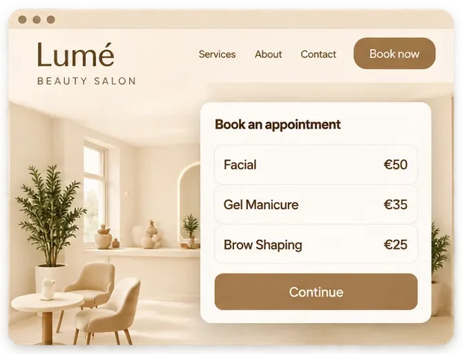 Παράδειγμα: το widget κρατήσεων μέσα στο site ενός beauty salon (φανταστικό μαγαζί).